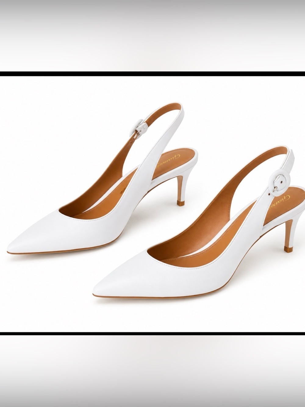 Gianvito Rossi Anna 85 Bridal White Leather Pointed Slingback Heels Size 38.5